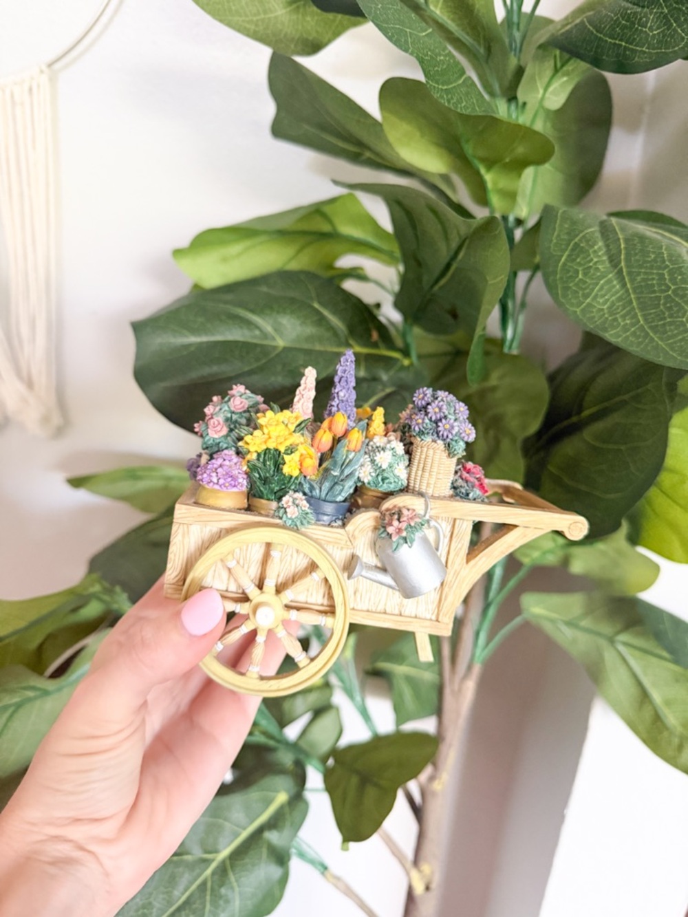 Vintage The San Francisco Music Company Floral Spring Wheelbarrow Box Home Decor